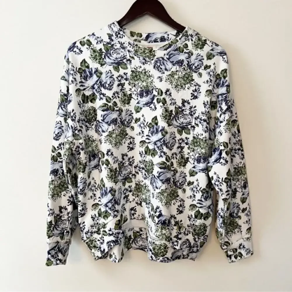 Levi’s Floral Pai Blue Floral Sweatshirt Size Small NWT